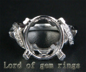 Diamond Engagement Semi Mount Ring 14K White Gold Setting Oval 11x13mm - Lord of Gem Rings