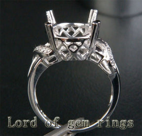 Diamond Engagement Semi Mount Ring 14K White Gold Setting Oval 11x13mm - Lord of Gem Rings