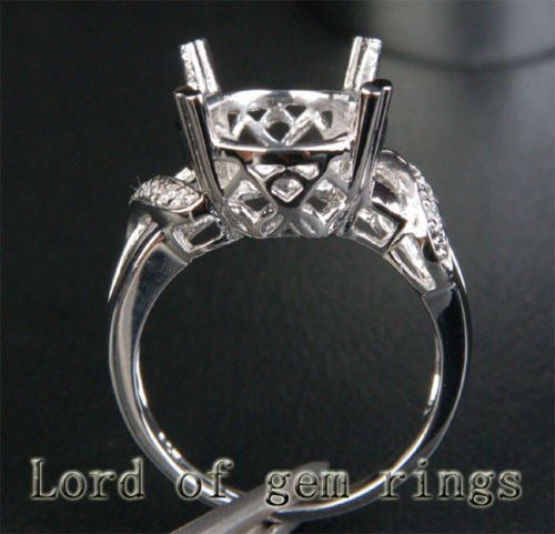 Diamond Engagement Semi Mount Ring 14K White Gold Setting Oval 11x13mm - Lord of Gem Rings