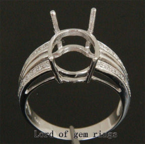 Diamond Engagement Semi Mount Ring 14K White Gold Setting Oval 11x15mm - Lord of Gem Rings