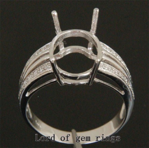 Diamond Engagement Semi Mount Ring 14K White Gold Setting Oval 11x15mm - Lord of Gem Rings