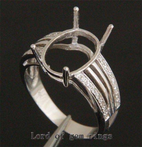 Diamond Engagement Semi Mount Ring 14K White Gold Setting Oval 11x15mm - Lord of Gem Rings