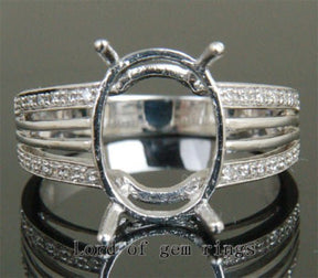 Diamond Engagement Semi Mount Ring 14K White Gold Setting Oval 11x15mm - Lord of Gem Rings