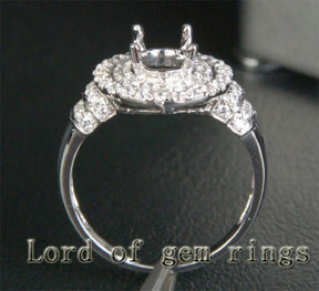 Diamond Engagement Semi Mount Ring 14K White Gold Setting Oval 6x8mm - Lord of Gem Rings