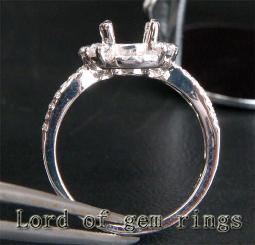 Diamond Engagement Semi Mount Ring 14K White Gold Setting Oval 6x8mm - Lord of Gem Rings