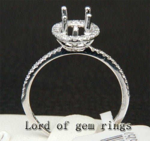 Diamond Engagement Semi Mount Ring 14K White Gold Setting Oval 6x8mm - Lord of Gem Rings