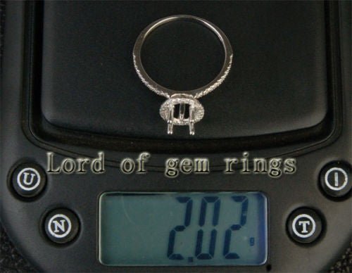 Diamond Engagement Semi Mount Ring 14K White Gold Setting Oval 6x8mm - Lord of Gem Rings