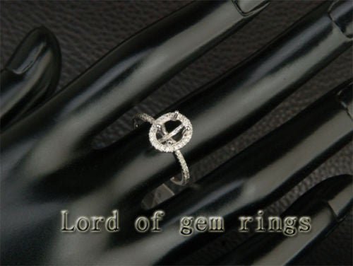 Diamond Engagement Semi Mount Ring 14K White Gold Setting Oval 6x8mm - Lord of Gem Rings