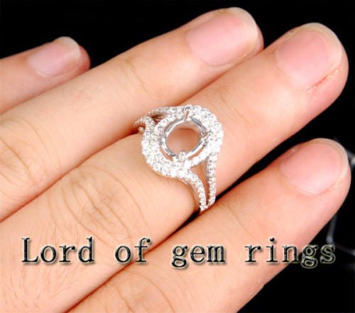 Diamond Engagement Semi Mount Ring 14K White Gold Setting Oval 6x8mm - Lord of Gem Rings