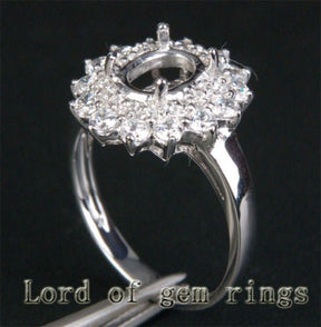 Diamond Engagement Semi Mount Ring 14K White Gold Setting Oval 6x8mm - Lord of Gem Rings