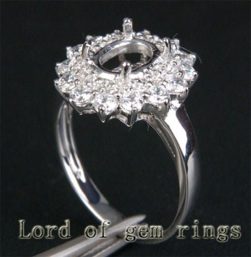 Diamond Engagement Semi Mount Ring 14K White Gold Setting Oval 6x8mm - Lord of Gem Rings