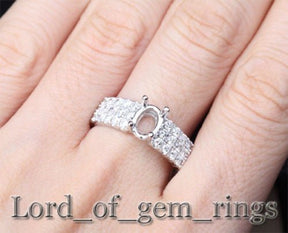 Diamond Engagement Semi Mount Ring 14K White Gold Setting Oval 6x8mm - Lord of Gem Rings