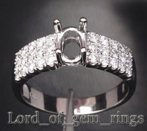 Diamond Engagement Semi Mount Ring 14K White Gold Setting Oval 6x8mm - Lord of Gem Rings