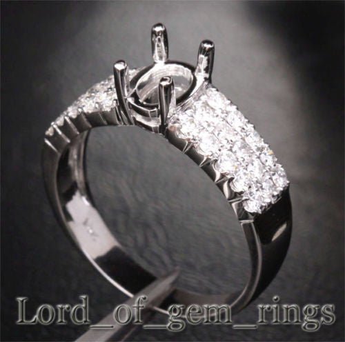 Diamond Engagement Semi Mount Ring 14K White Gold Setting Oval 6x8mm - Lord of Gem Rings