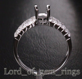 Diamond Engagement Semi Mount Ring 14K White Gold Setting Oval 6x8mm - Lord of Gem Rings