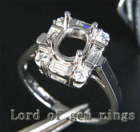 Diamond Engagement Semi Mount Ring 14K White Gold Setting Oval 6x8mm - Lord of Gem Rings