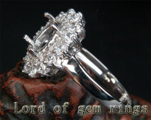 Diamond Engagement Semi Mount Ring 14K White Gold Setting Oval 6x8mm - Lord of Gem Rings