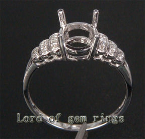 Diamond Engagement Semi Mount Ring 14K White Gold Setting Oval 6x8mm - Lord of Gem Rings