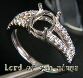 Diamond Engagement Semi Mount Ring 14K White Gold Setting Oval 6x8mm - Lord of Gem Rings