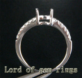 Diamond Engagement Semi Mount Ring 14K White Gold Setting Oval 6x8mm - Lord of Gem Rings
