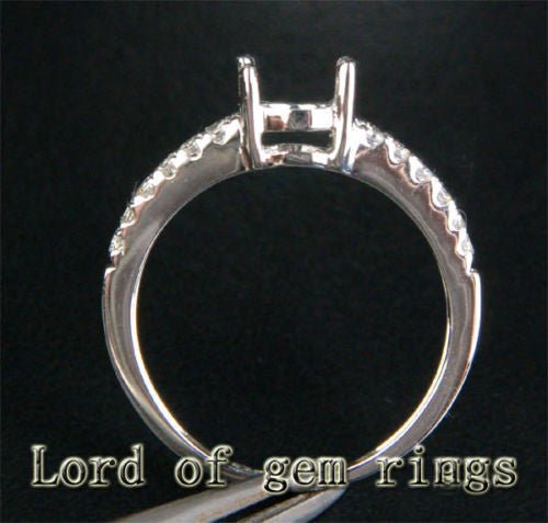 Diamond Engagement Semi Mount Ring 14K White Gold Setting Oval 6x8mm - Lord of Gem Rings