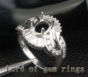 Diamond Engagement Semi Mount Ring 14K White Gold Setting Oval 6x8mm Channel - Lord of Gem Rings