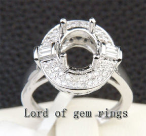 Diamond Engagement Semi Mount Ring 14K White Gold Setting Oval 7x9mm - Lord of Gem Rings