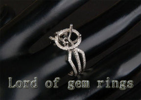 Diamond Engagement Semi Mount Ring 14K White Gold Setting Oval 7x9mm - Lord of Gem Rings