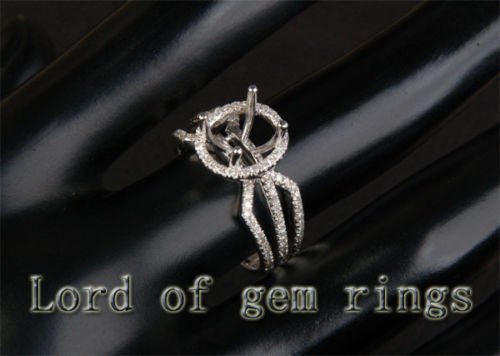 Diamond Engagement Semi Mount Ring 14K White Gold Setting Oval 7x9mm - Lord of Gem Rings
