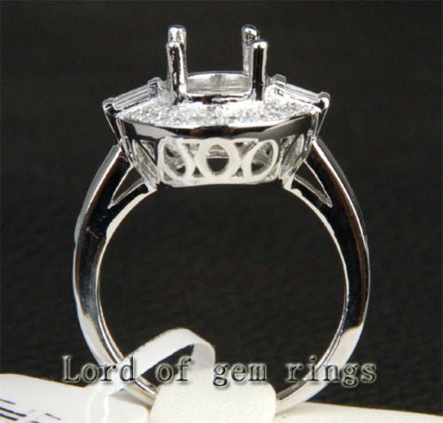 Diamond Engagement Semi Mount Ring 14K White Gold Setting Oval 7x9mm - Lord of Gem Rings