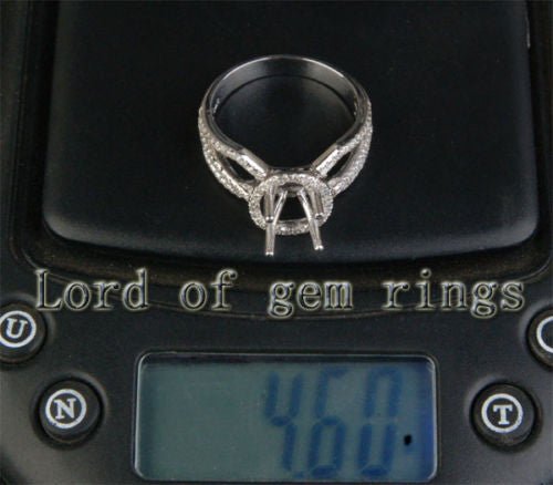 Diamond Engagement Semi Mount Ring 14K White Gold Setting Oval 7x9mm - Lord of Gem Rings