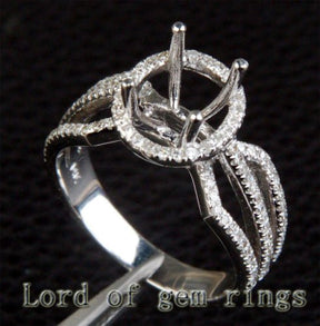 Diamond Engagement Semi Mount Ring 14K White Gold Setting Oval 7x9mm - Lord of Gem Rings