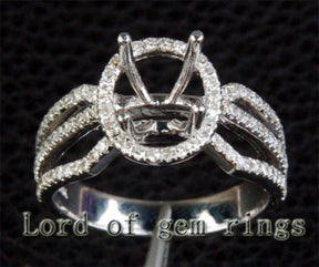 Diamond Engagement Semi Mount Ring 14K White Gold Setting Oval 7x9mm - Lord of Gem Rings