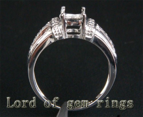 Diamond Engagement Semi Mount Ring 14K White Gold Setting Oval 7x9mm - Lord of Gem Rings