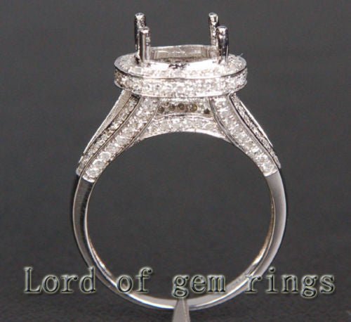 Diamond Engagement Semi Mount Ring 14K White Gold Setting Oval 7x9mm
