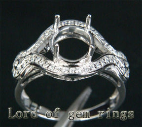 Diamond Engagement Semi Mount Ring 14K White Gold Setting Oval 7x9mm - Lord of Gem Rings
