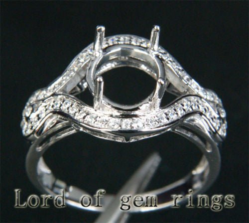 Diamond Engagement Semi Mount Ring 14K White Gold Setting Oval 7x9mm - Lord of Gem Rings