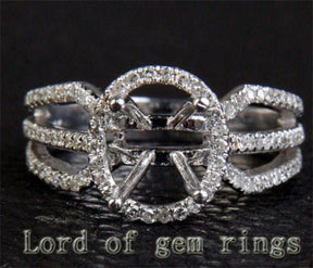 Diamond Engagement Semi Mount Ring 14K White Gold Setting Oval 7x9mm - Lord of Gem Rings