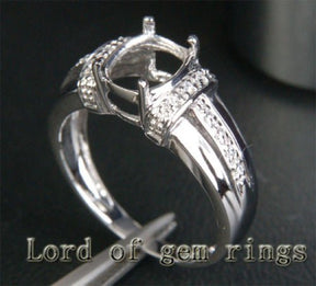 Diamond Engagement Semi Mount Ring 14K White Gold Setting Oval 7x9mm - Lord of Gem Rings