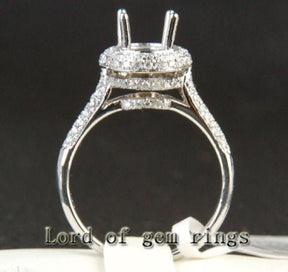 Diamond Engagement Semi Mount Ring 14K White Gold Setting Oval 7x9mm - Lord of Gem Rings
