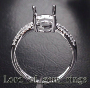 Diamond Engagement Semi Mount Ring 14K White Gold Setting Oval 7x9mm - Lord of Gem Rings