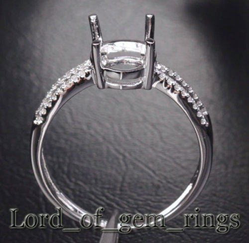 Diamond Engagement Semi Mount Ring 14K White Gold Setting Oval 7x9mm - Lord of Gem Rings