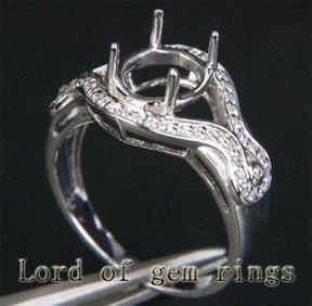 Diamond Engagement Semi Mount Ring 14K White Gold Setting Oval 7x9mm - Lord of Gem Rings