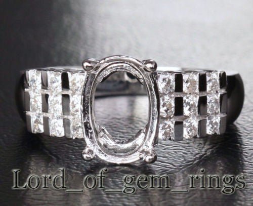 Diamond Engagement Semi Mount Ring 14K White Gold Setting Oval 8x10mm
