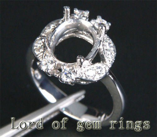 Diamond Engagement Semi Mount Ring 14K White Gold Setting Oval 8x10mm - Lord of Gem Rings