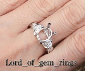 Diamond Engagement Semi Mount Ring 14K White Gold Setting Oval 8x10mm - Lord of Gem Rings