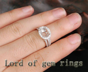 Diamond Engagement Semi Mount Ring 14K White Gold Setting Oval 8x10mm - Lord of Gem Rings
