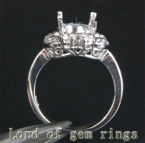 Diamond Engagement Semi Mount Ring 14K White Gold Setting Oval 8x10mm - Lord of Gem Rings