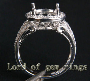 Diamond Engagement Semi Mount Ring 14K White Gold Setting Oval 8x10mm - Lord of Gem Rings