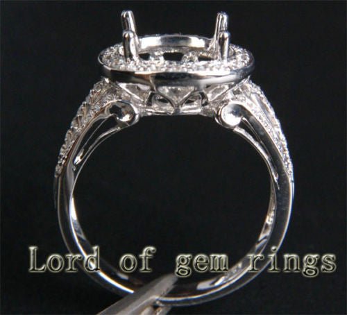 Diamond Engagement Semi Mount Ring 14K White Gold Setting Oval 8x10mm - Lord of Gem Rings